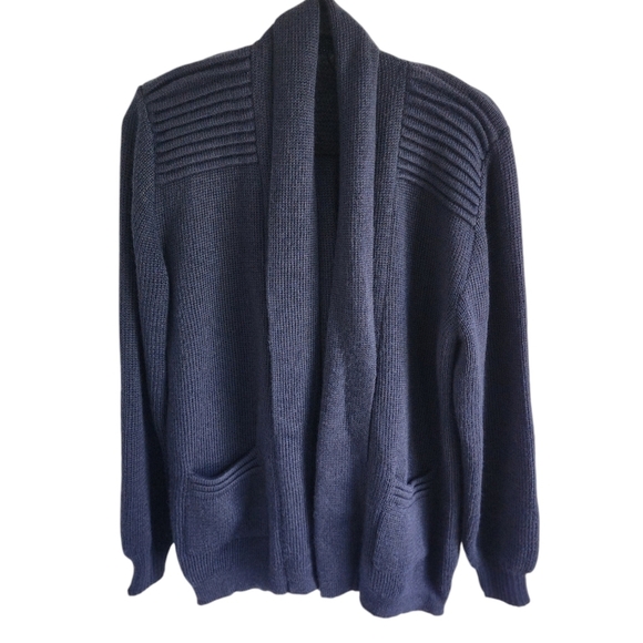 100% Alpaca Open front Handmade cardigan Made in Peru sz small Navy - Picture 1 of 8